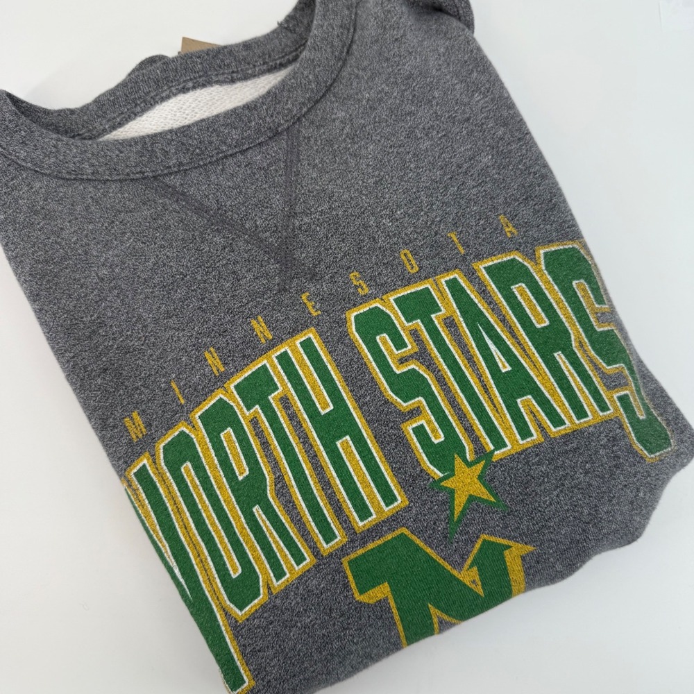 Fanatics Minnesota North Stars NHL Decades‎ Crewneck Sweatshirt Green Yellow M